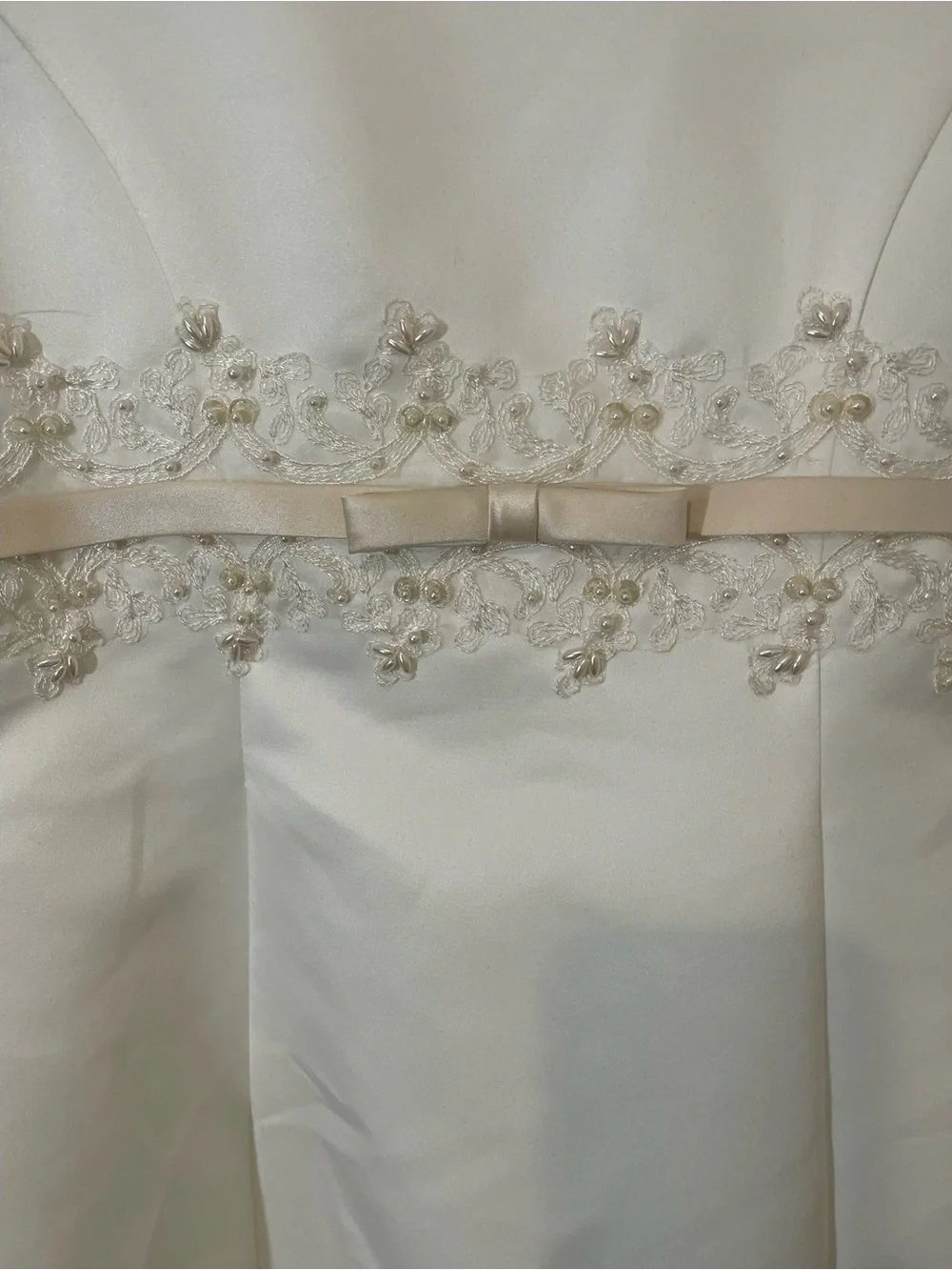 David’s Bridal Ivory Satin Flower Girl/Communion Dress Size 12 wedding - Picture 2 of 5